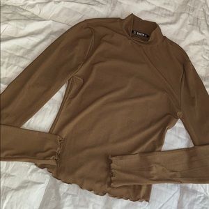 Tan long sleeve high neck shirt